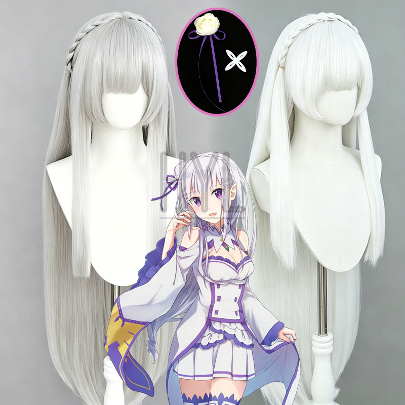 Tech Accessories For Men - Anime Re:Zero Emilia Cosplay Wig Silver