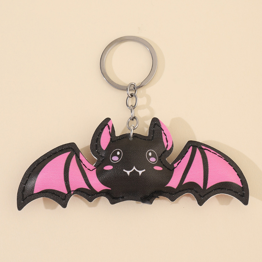 Tech Girl Accessories - Halloween Cute Pink Bat Leather Keychain