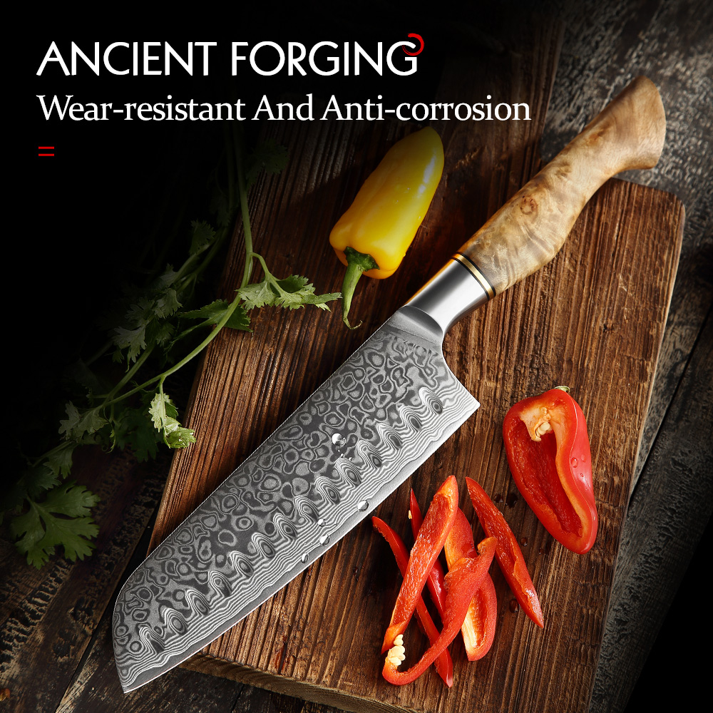 High Tech Kitchen Accessories - HEZHEN 7 inch Santoku Knife Real