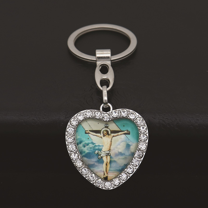Crystal Heart Cross Jesus Keyc - Tech Girl Accessories ulasan dan harga