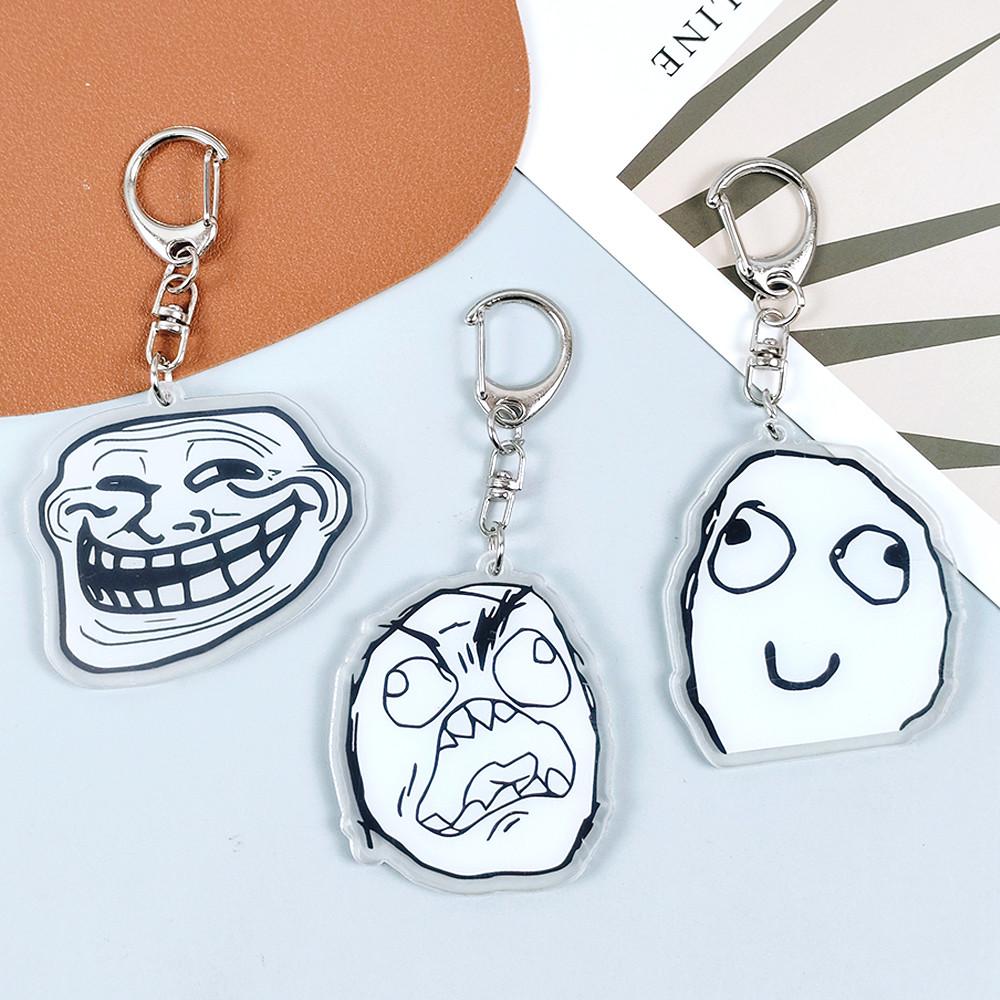 Creative Troll Face Keychains  - Tech Girl Accessories ulasan dan harga